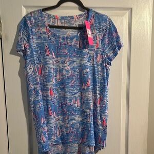 Blue Sailboat Print Women's Top